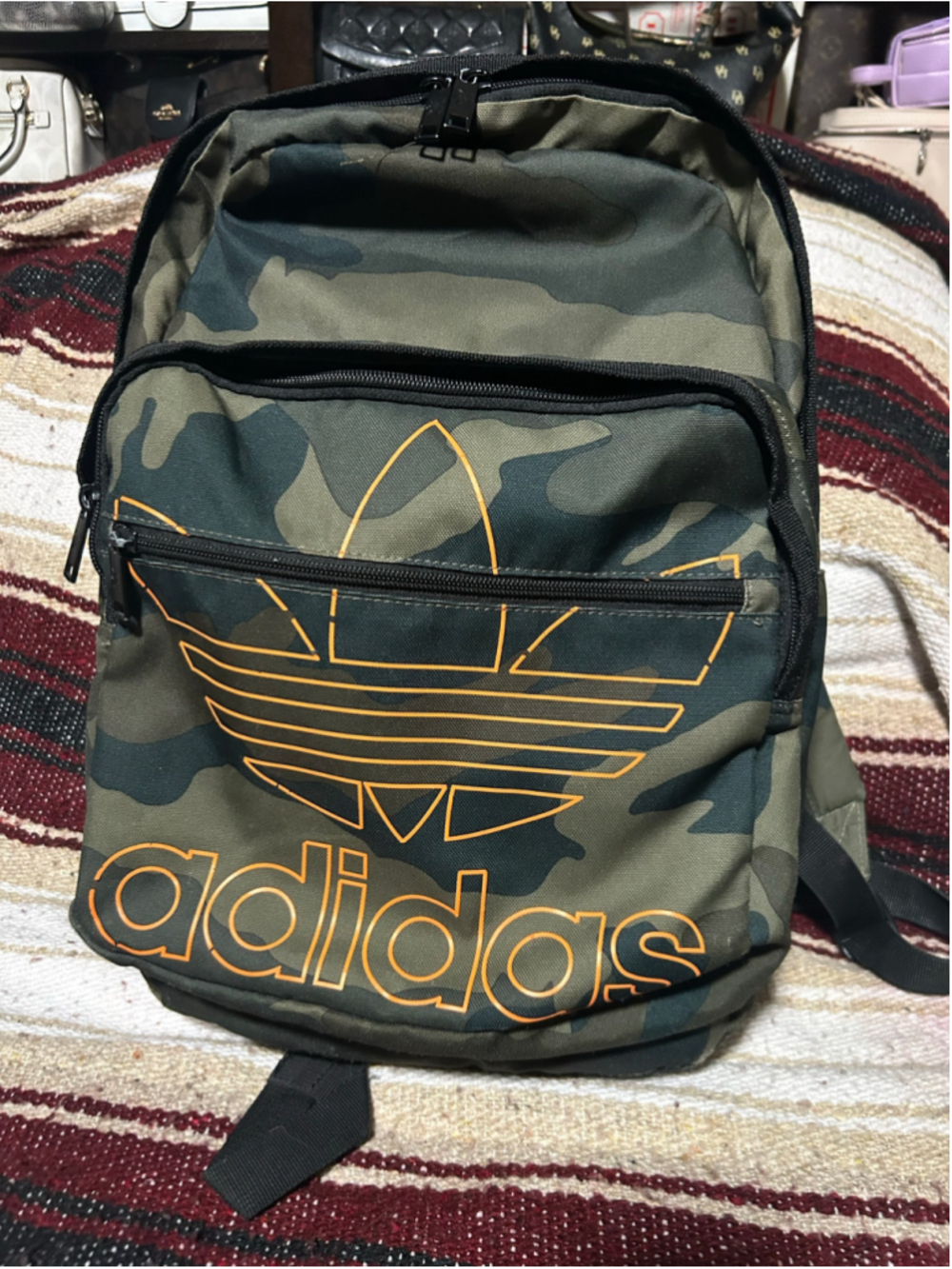 Women's Adidas Camo Backpack One Size Green and Orange